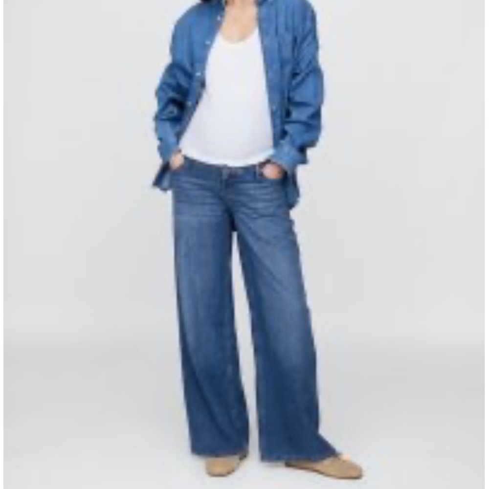 GAP Maternity True Waistband Full Panel UltraSoft Baggy Jeans